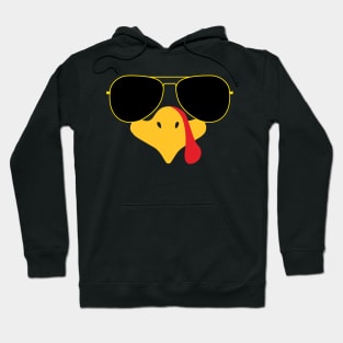 Cool Turkey Face With Sunglasses Funny Thanksgiving for Men Hoodie